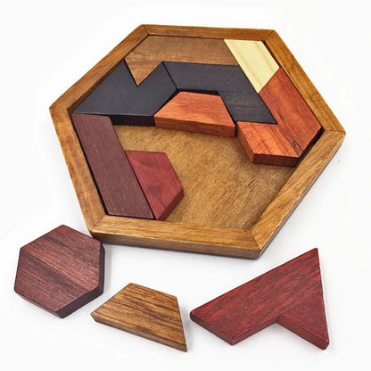 Hexagonal Wooden Puzzles IQ Game - Educational Toy for Kids and Adults - swaycart