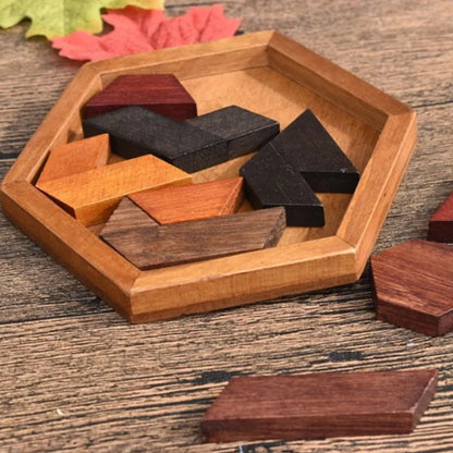 Hexagonal Wooden Puzzles IQ Game - Educational Toy for Kids and Adults - swaycart