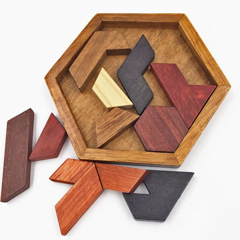 Hexagonal Wooden Puzzles IQ Game - Educational Toy for Kids and Adults - swaycart