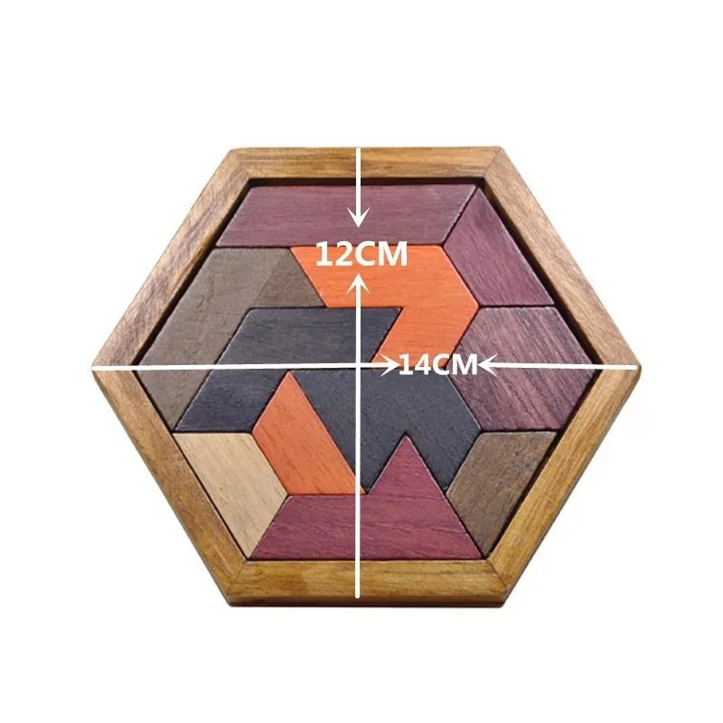 Hexagonal Wooden Puzzles IQ Game - Educational Toy for Kids and Adults - swaycart