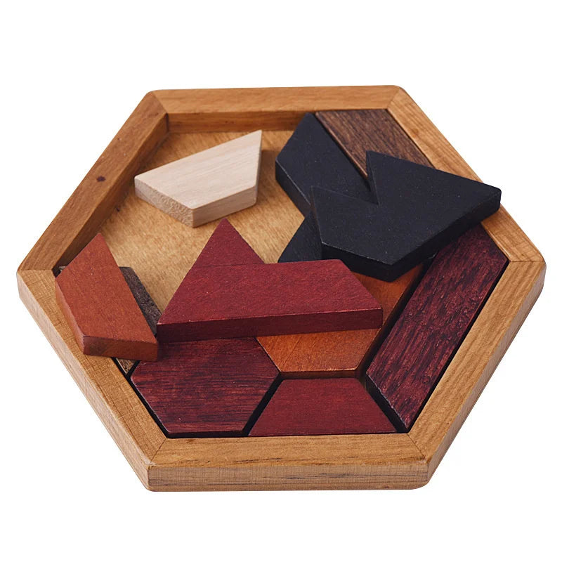 Hexagonal Wooden Puzzles IQ Game - Educational Toy for Kids and Adults - swaycart