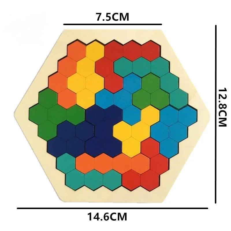 Hexagonal Wooden Puzzles IQ Game - Educational Toy for Kids and Adults - swaycart