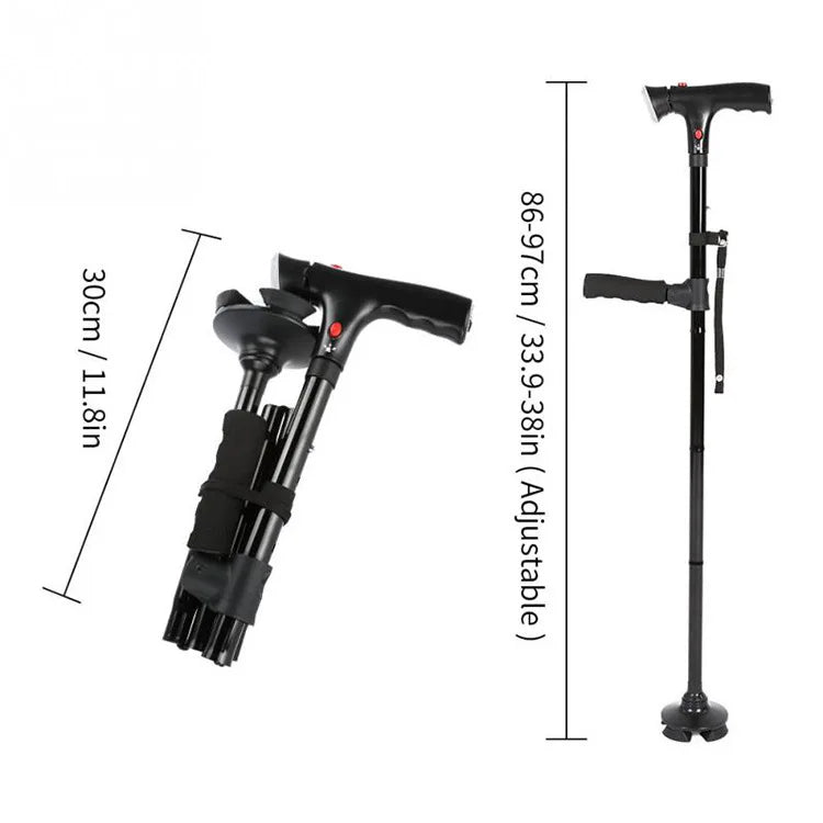 Folding Walking Stick with LED and Alarm - swaycart