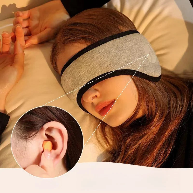 2-in-1 Noise-Reducing Sleep Earplugs with Adjustable Eye Mask - swaycart