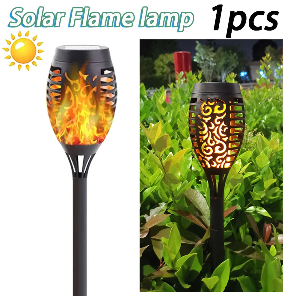 Solar Flame Torch Lights – Waterproof Flickering LED Lamps with Solar Charging & Motion Induction