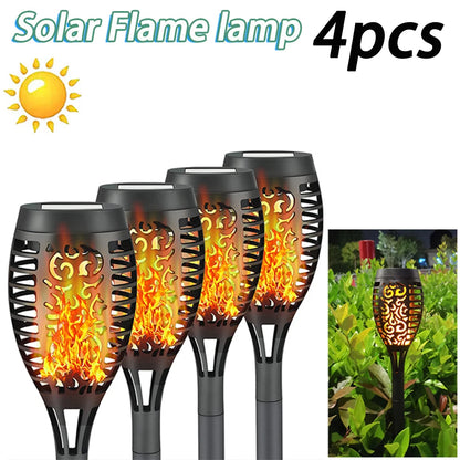 Solar Flame Torch Lights – Waterproof Flickering LED Lamps with Solar Charging & Motion Induction