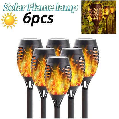 Solar Flame Torch Lights – Waterproof Flickering LED Lamps with Solar Charging & Motion Induction